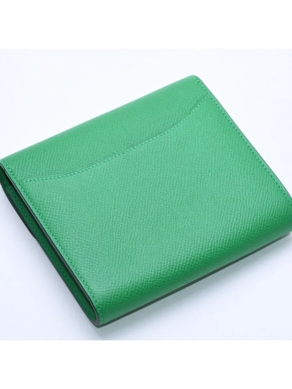 Hermes Bifold Wallet Silver Veau Epsom Green